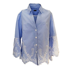 Marina Embroidery, Blue/White