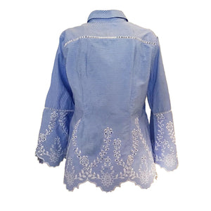 Marina Embroidery, Blue/White