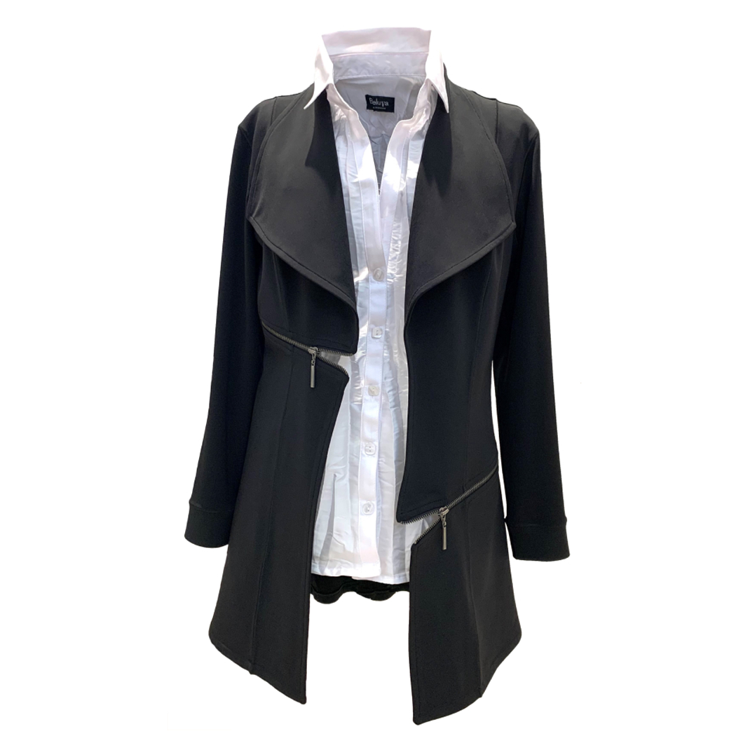 Zipper Trim Jacket, Black